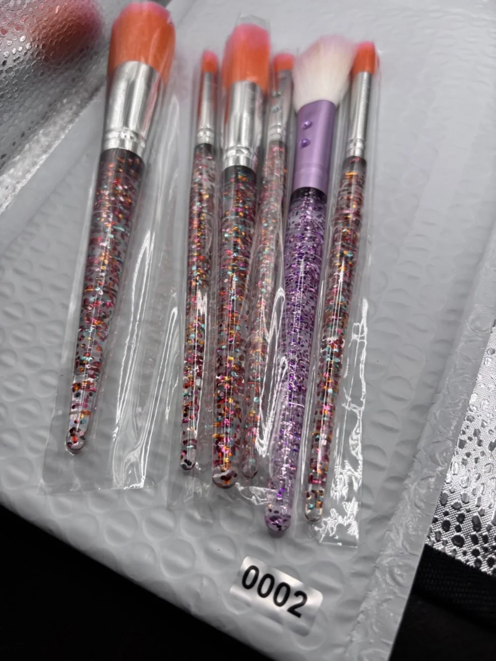 SLMissGlam‎ Rainbow Luxe 5pc Brush Set + Bonus Purple Glitter Angled Blush Brush